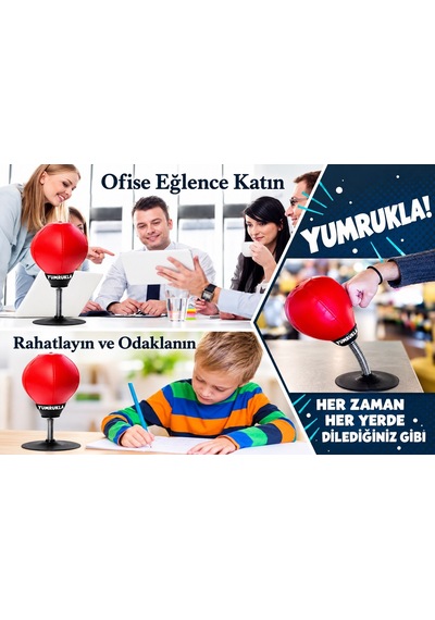 Masaüstü Vakumlu Vantuzlu Yaylı Boks Topu Pompa Hediyeli Boks Torbası Hız Topu Ev Ofis Çocuklar Yetişkinler İçin Kırmızı - Siyah