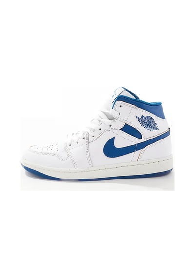 Nike Air Jordan 1 Mid Special Edition Leather Unisex Sneaker Hakiki Deri Bilekli Günlük Spor Ayakkabı Beyaz