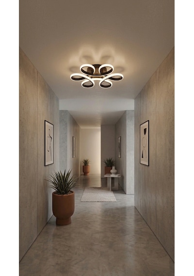 Liva Serisi 3 Renk Işıklı Premium Led Avize - Modern Geometrik Tasarım SİYAH 1.MODEL