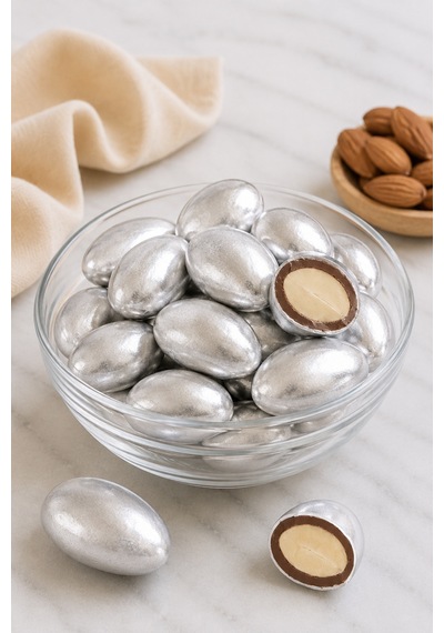 Parlak Gümüş Badem Draje 250 G