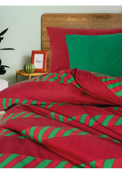 Cozy Home Festive Çift Kişilik Lastikli Çarşaflı Nevresim Takımı Holly Yeşil Yeşil