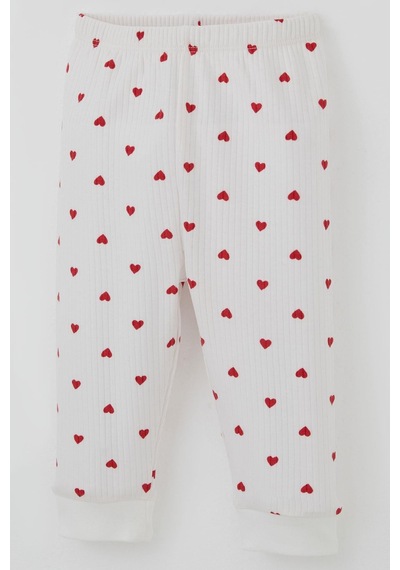 Breeze Kız Bebek Pijama Takımı Omuzdan Patlı Kalp Desenli 4 Ay-1 Yaş, Ekru Ekru