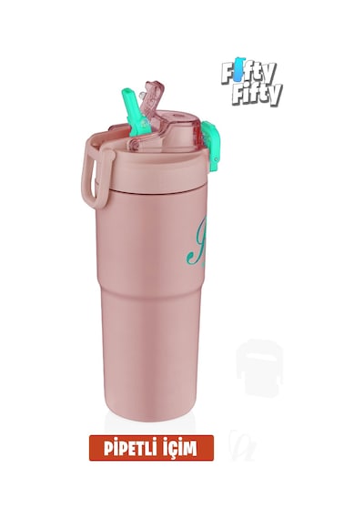 Vagonlife 2'li Çelik Termos-kahve Bardağı Seti 750ml Çift Kullanım Termos//450ml Mug Kahve Bardağı Pembe - Mor