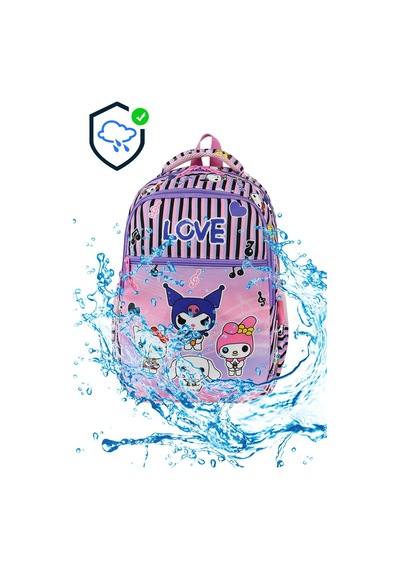 Yeni Sezon Kuro Desenli 2 Li Ortopedik Kız Okul Çantası Seti Okul Çantası+beslenme Çantası Purple