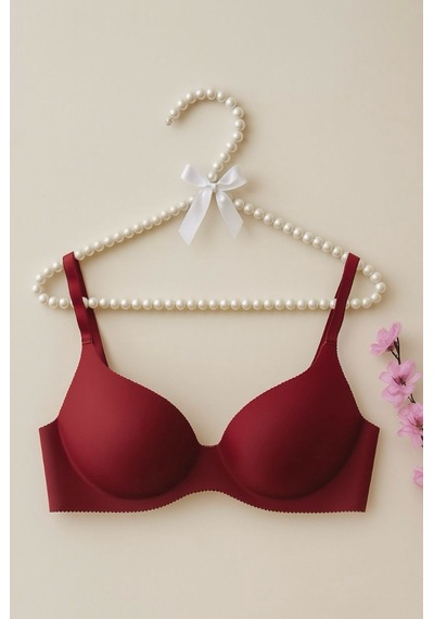 Bordo Lazer Kesim Yarım Destekli Balensiz Sütyen Bordo