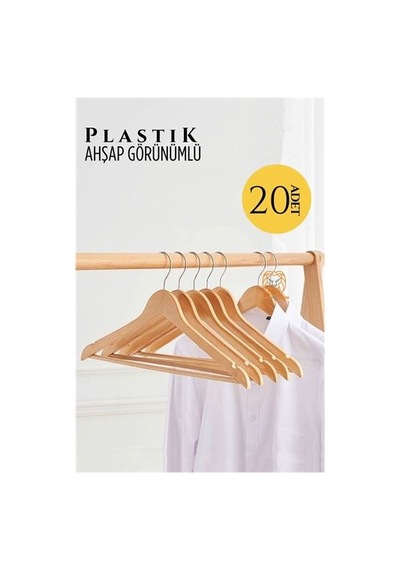 Ahşap Görünüm Plastik Askı 20 Adet Krem 720521 Natürel