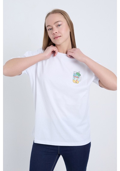 Velvoria Unisex Oversize Beyaz Summer T-shirt