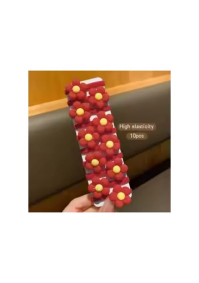 10 Adet Çiçekli Çocuk Lastik Toka Seti Kırmızı Çiçek - 789183528 Kırmızı Çiçek - 789183528 Kırmızı Çiçek