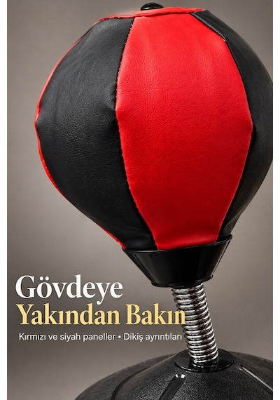 Pompalı Masaüstü Boks Topu Kırmızı Siyah Gövdeli
