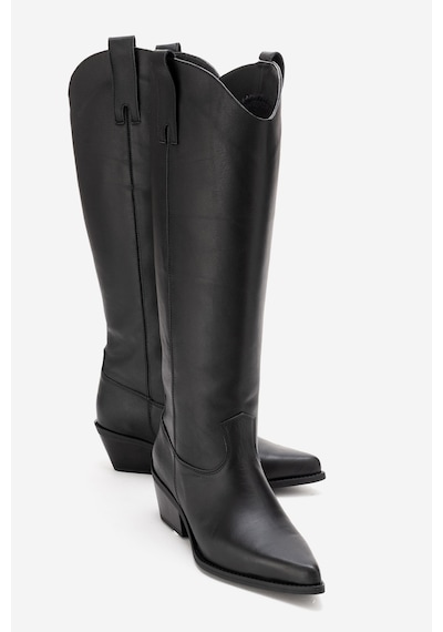 Luvishoes Anıa Siyah Cilt Hakiki Deri Kadın Western Çizme Siyah