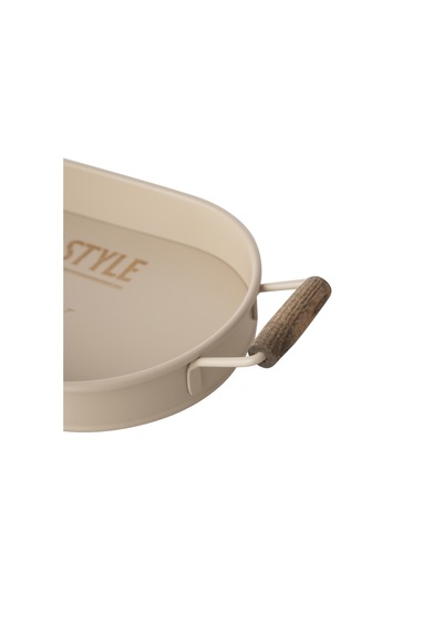 Mudo Home Vetra Oval Tepsi Bej 44x22 Cm