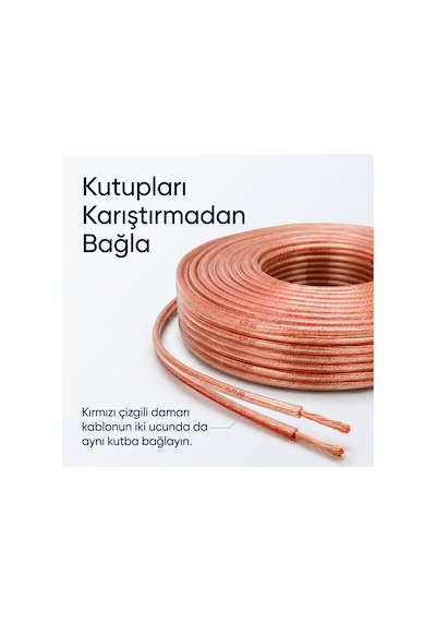 Mn251hkf 2x2.50 Mm Hoparlör Kablosu 50 Metre Şeffaf Kırmızı Çizgili Kordon Amfi Hoparlör Ve Ses Sistemi Kablosu 50 M