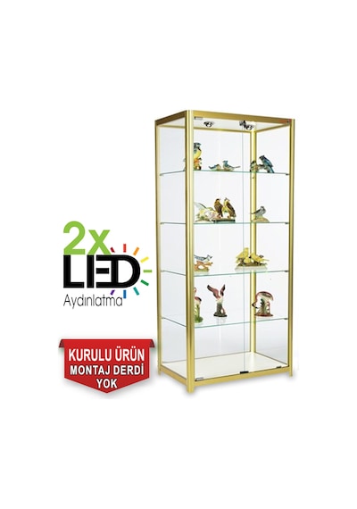 Camlı Vitrin - Cam Dolap - Camlı Koleksiyon Vitrini - Kurulu Ürün 180x80x40