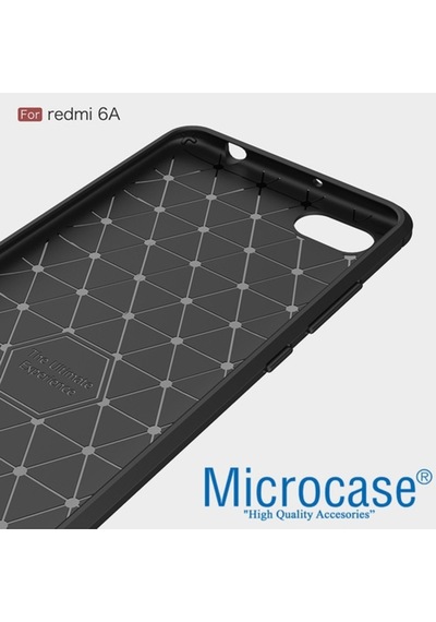 Microcase Xiaomi Redmi 6A Brushed Carbonfibersilikontpu Kilif+Cam 277550567 - Seçenek / Cam Koruma-Cam Istiyorum