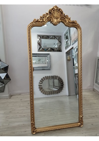 Ayna Denizi Princess Gold Model Altın Renk Dekoratif Ayaklı Boy Aynası Altın