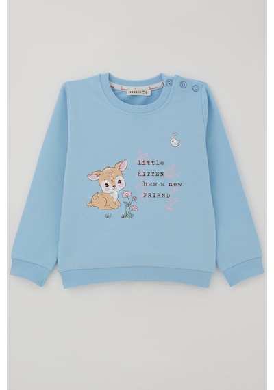 Breeze Kız Çocuk Sweatshirt Dostluk Temalı Sevimli Hayvancıklar Baskılı 1.5-5 Yaş , Açık Mavi Breeze Kız Çocuk Sweatshirt Dostluk Temalı Sevimli Hayvancıklar Baskılı 1.5-5 Yaş , Açık Mavi