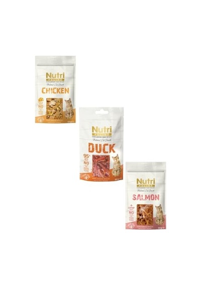 Nutri Feline Mix Kedi Ödül Maması 3x50g Peynirli Tavuk,%95 Ördek, Somonlu