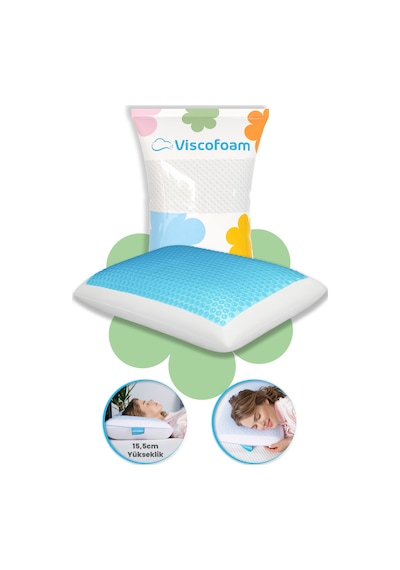 Viscofoam Bonni Terletmeyen Ortopedik Yastık Serinleten Visco Yastık Jelli Yastık 59x39x15.5cm