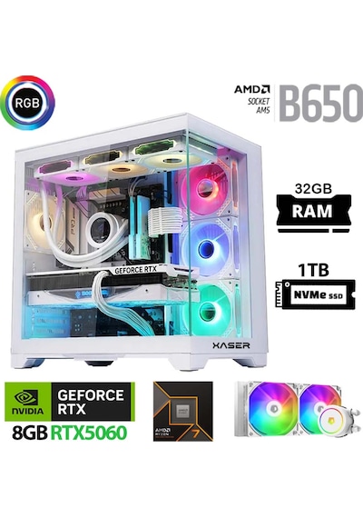 Xaser Lexus X590 R7-7800X3D 32 GB 1 TB M.2 NVMe SSD 8 GB RTX5060 Free Dos Masaüstü Oyuncu Bilgisayarı