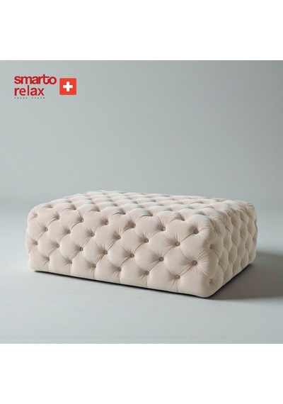 Smarto Relax Puf Swiss Style Soglio Ayaksiz Kapitoneli 100x45x45 Puf Ayaksız Kapitoneli Dekoratif Puf Bej