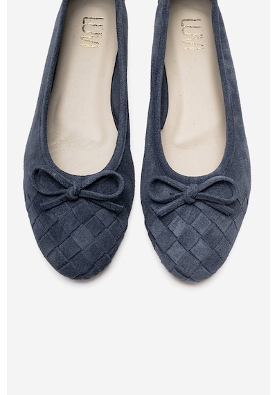 Luvishoes 03 Kot Süet Hakiki Deri Kadın Babet Ayakkabı Mavi
