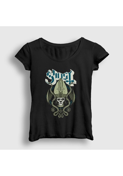 Presmono Kadın Snakes Ghost T-shirt Siyah