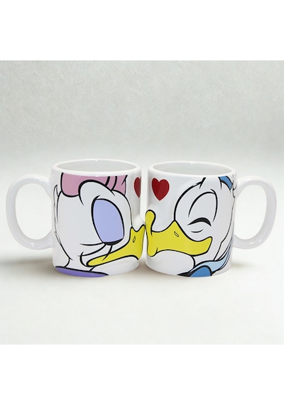 Donald Ve Daisy Duck Öpüşen Çift Kupa Bardak Seti Sevgili 2 Li Kupa Beyaz