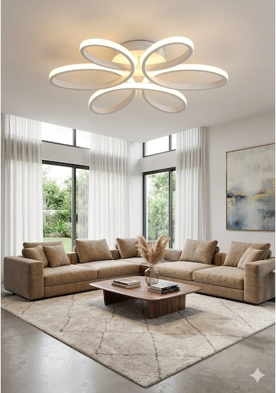 Lzy Avize Store Yonca 6 Lı Beyaz Plafonyer Salon Mutfak Çocuk Odası Yemek Masası Ve Antre İçin Modern Led
