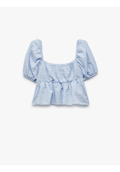 Koton Kayık Yaka Gipeli Kısa Balon Kollu Pötikareli Dar Kesim Crop Bluz Mavi Ekose 5sal60177ıw Mavi Ekoseli Koton Kayık Yaka Gipeli Kısa Balon Kollu Pötikareli Dar Kesim Crop Bluz Mavi Ekose 5sal60177ıw Mavi Ekoseli