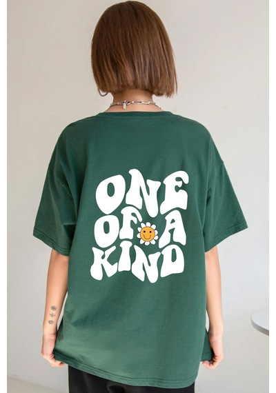 Unisex One Of A Kind Baskılı Tasarım Tshirt Yeşil