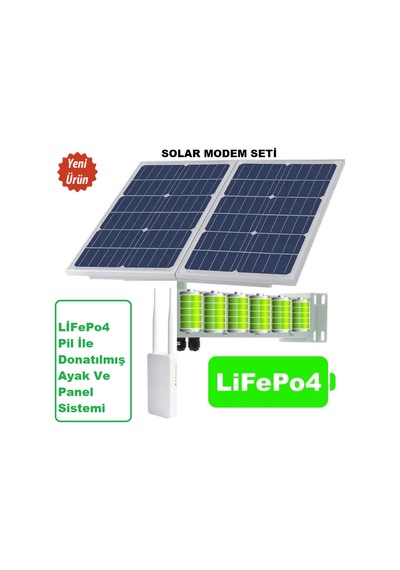 Sim Kartlı Güneş Enerjili Dış Modem Seti Lifepo4 Bataryalı