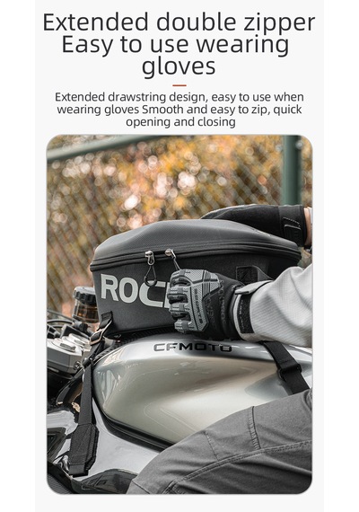 Rockbros 7l Sert Kabuk Hard Shell Bölmeli Motosiklet Tank & Kuyruk Çantası Alüminyum - Siyah