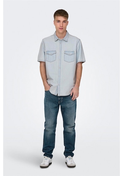 Only & Sons Onsbane 9181 Gua Dnm Ss Shırt Erkek Mavi Denim Gömlek - 22029181 Mavi
