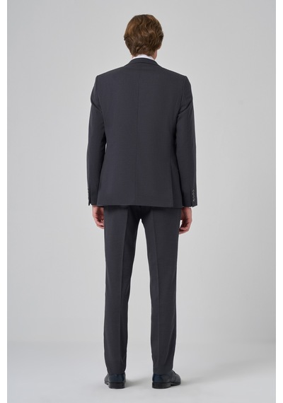 Morven Erkek Füme Yünlü Slim Fit Mono Yaka Takım Elbise 25mc001045050 Füme