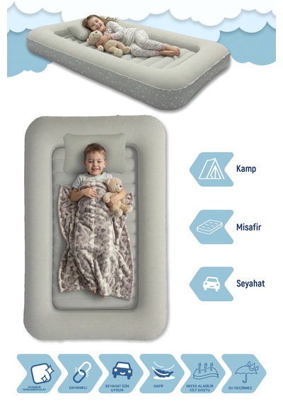 Livenzi Nature Çocuk Şişme Yatak & Yastık 160 105 24 Cm Bej