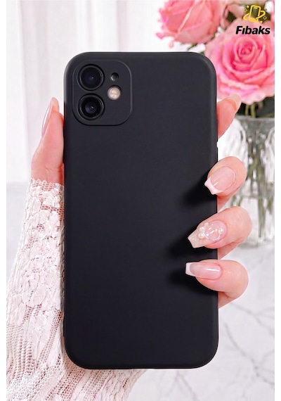 Fibaks iPhone 11 Uyumlu Kılıf 3d Kamera Korumalı Içi Kadife Logosuz Lansman Kapak Siyah