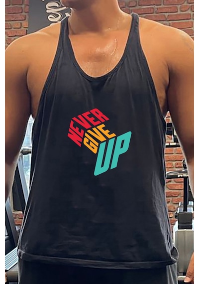 Bluu Qube Circle Gym Fitness Tank Top Sporcu Atleti