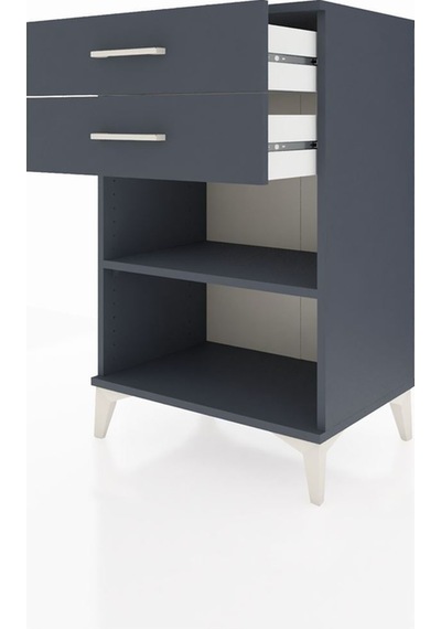 Hyperion Komodin Tek Raflı 2 Çekmeceli 60x44x96 Antrasit-antrasit Antrasit
