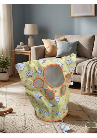 Mucit Home Pati Desenli Hışırtılı Oyun Tüneli Çadırı Fareli Ve Toplu Hışırtılı Dikkat Çekici Tünel