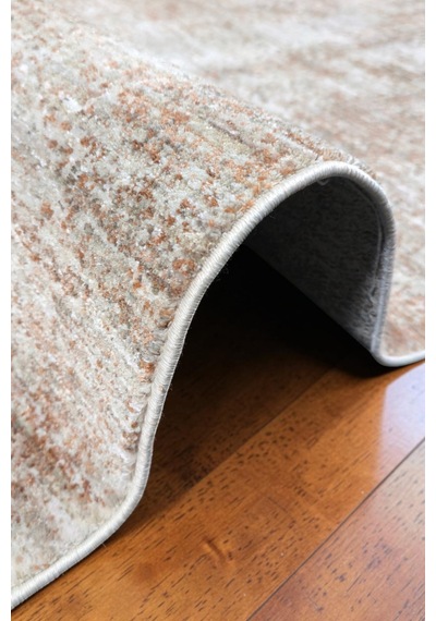 Vivanni Home Ashlynn Polyester Vintage Halı Pamuk Atkı Tabanlı Modern Dokuma Ev Halısı Bej Kiremit