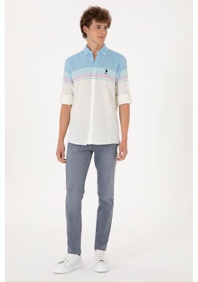 U.s. Polo Assn. Erkek Mavi Gömlek Desenli 50306336-vr036 Mavi