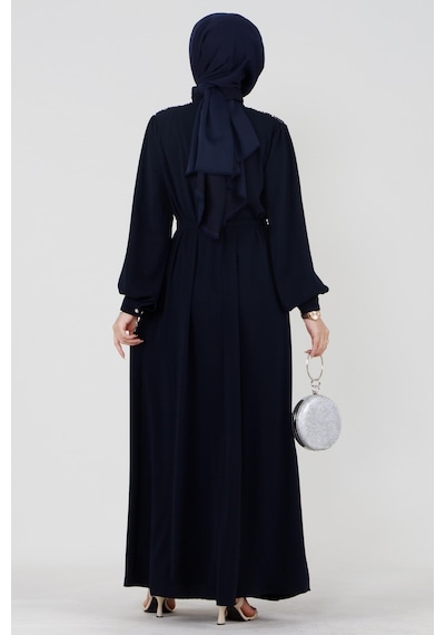 Sevitli Omuzu İşlemeli Beli Kuşaklı Tesettür Elbise-lacivert-3506-lacivert Lacivert Sevitli Omuzu İşlemeli Beli Kuşaklı Tesettür Elbise-lacivert-3506-lacivert Lacivert