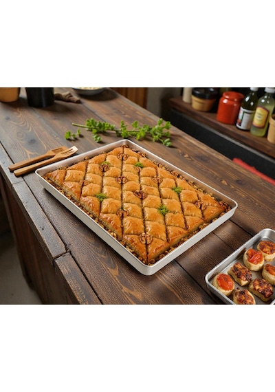 5 Adet - Tek Kullanımlık Alüminyum Tepsi - 20x30x3,5 Cm 105 Gr Gri