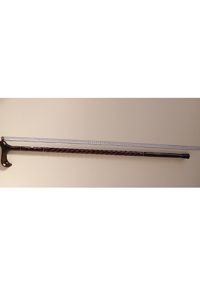 Ahşap Baston K-02 Gürgen Sedefli Ve Pirinç Tel İşlemeli