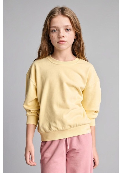 Defacto Relax Fıt Basic Sweatshırt Kız Çocuk E6842a826auyl487 Sarı-yl487