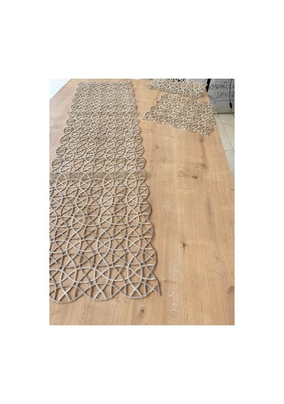 Salon Takımı Angles Çeyizlik Krem Kapi Runner Set 5 Parça İşlemeli Ranır Masa Sehpa Konsol Örtüsü Çok Renkli