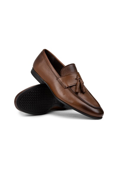 Deery Hakiki Deri Taba Rengi Püsküllü Erkek Loafer - 01989mtbac01 Taba