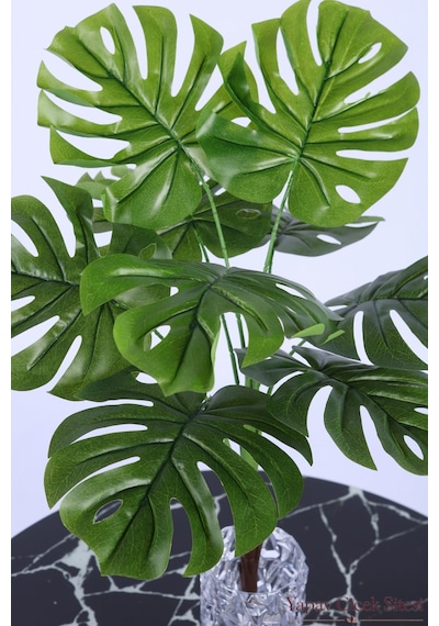 Yapay Çiçek Sitesi Yapay Monstera Deve Tabanı 9 Dal Dekor Bitkisi 70 Cm Yeşil