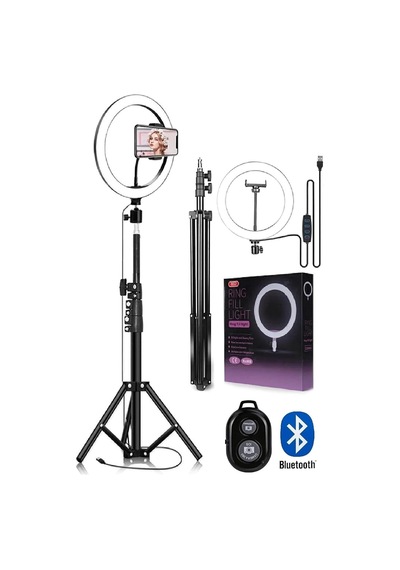 Tr 10 İnç Led Ring Light, 3 Renk, Bluetooth Kumandalı, 2.1 M Tripod, Tiktok Makyöz Çekim Işığı