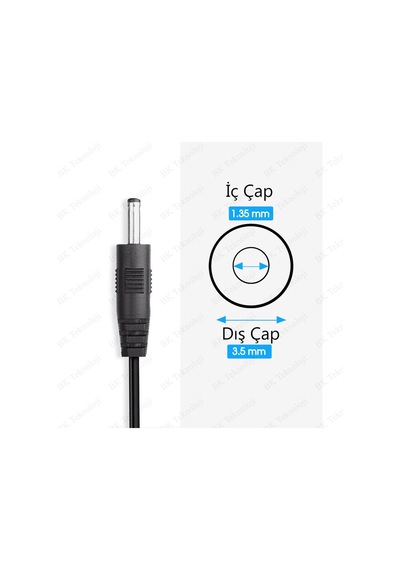 5.5mm X 2.1mm Dişi To 3.5mm X 1.35mm Erkek Dc Güç Adaptör Kablosu